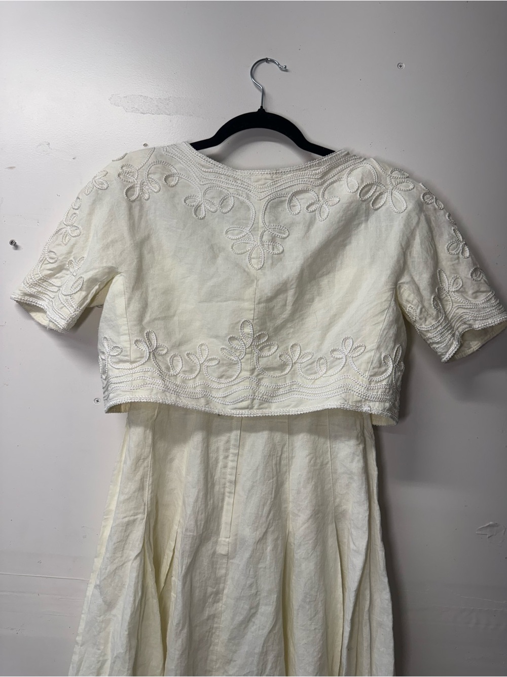 Embroidered Ivory Midi Dress with Cropped Jacket - Picture 4 of 14